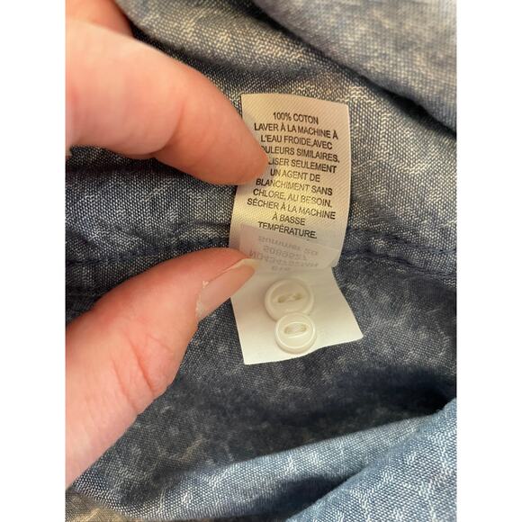 1901 Mens Medium Polo Short Sleeve Button Down All Cotton Regular Blue White - Picture 12 of 12